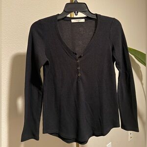 Project Social T Black Henley Top (size s)